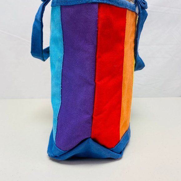 Vintage Rainbow Color Small Tote Bag Purse Airborne Zip Closure - Picture 10 of 10